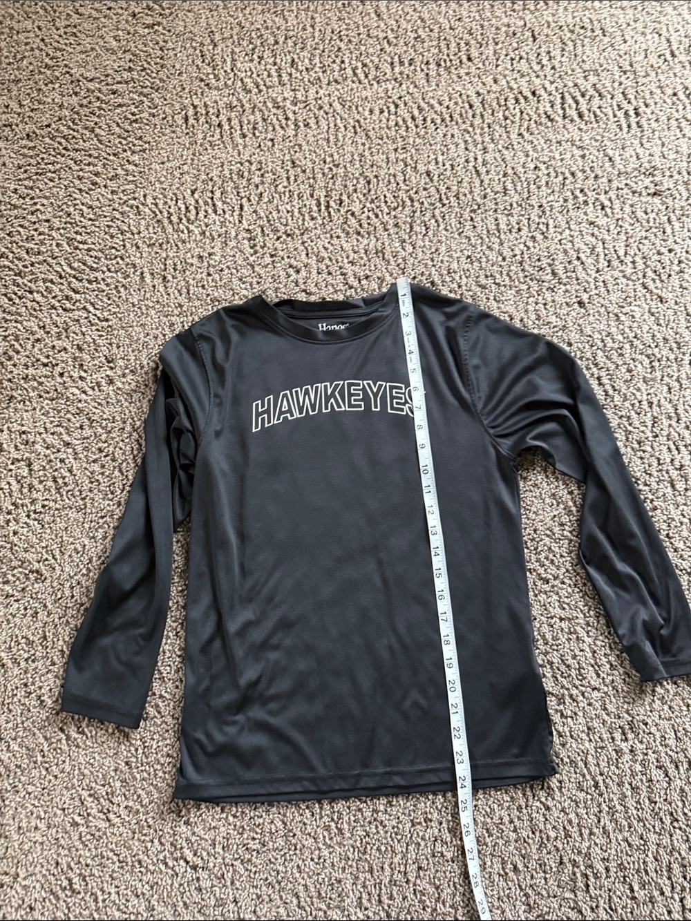 Hanes Black "HAWKEYES" Long Sleeve Kids Tee